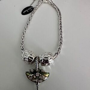 Da Vinci Silver Charm Bracelet w/ removable Angel & Martini Charms NWOT